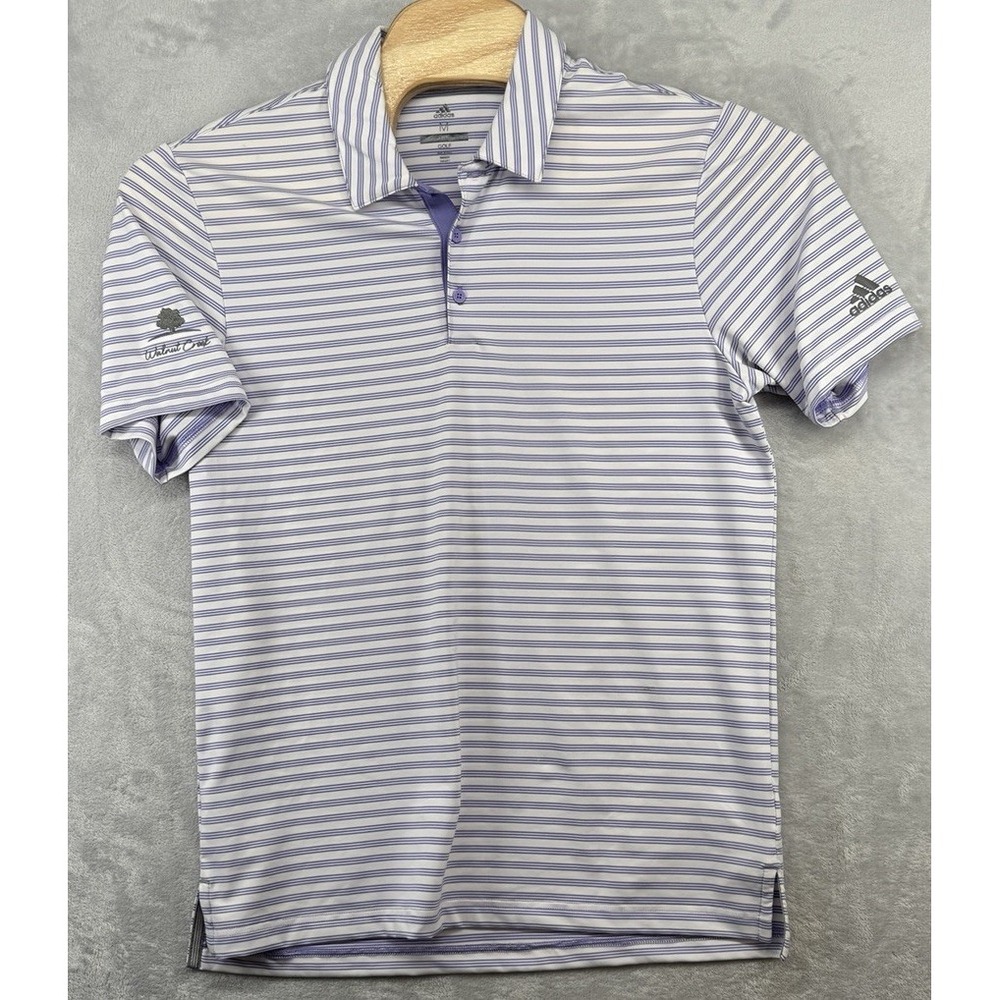 Adidas Golf Striped Peformance Polo Shirt Walnut‎ Creek Logo Men's Size M